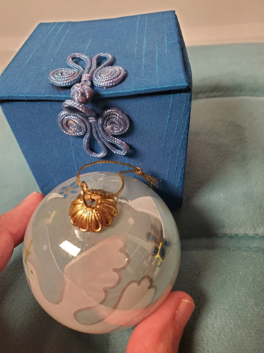 Vintage 2002 Pier 1 Li Bien Peace Dove Glass Ornament with Box